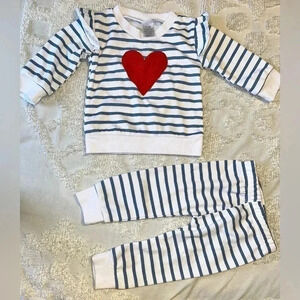 Lila & Jack strip ruffle sweater and pants